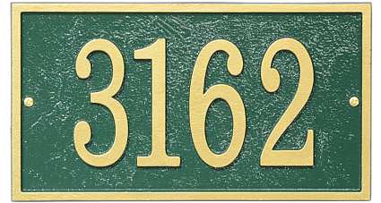 Whitehall Fast and Easy Rectangle House Numbers Plaque Green/Gold