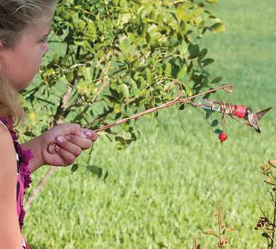 The Whimsy Wand Hummingbird Feeder is "Kid" sized. A great way for kids to learn about nature!