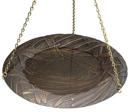 Classic Hanging Birdbath Dragonfly Oil Rub Bronze