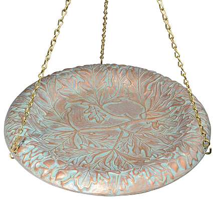 Classic Hanging Birdbath Oakleaf Copper Verdi