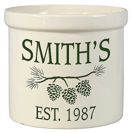 Pine Bough Established Personalized Stoneware Crock