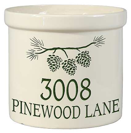 Pine Bough Address Personalized Stoneware Crock