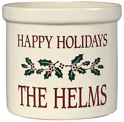 Holiday Holly Personalized Stoneware Crock