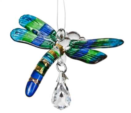Fantasy Glass Dragonfly Peacock Woodstock Chimes Rainbow Maker