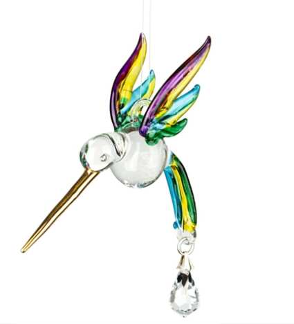 Fantasy Glass Suncatcher Hummingbird Spring Pastels